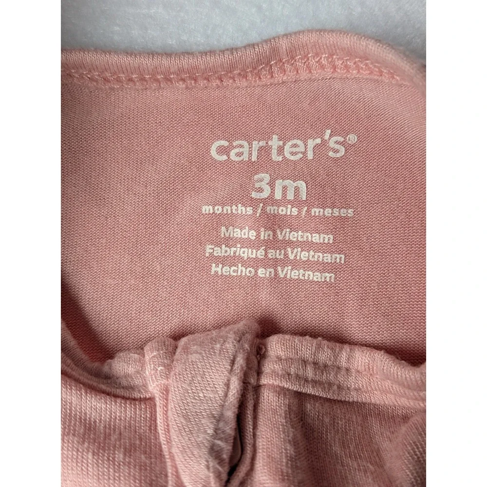 Carters Baby Girl 3M Pink Long Sleeve Footed Sleeper Two Way Zip Pajamas